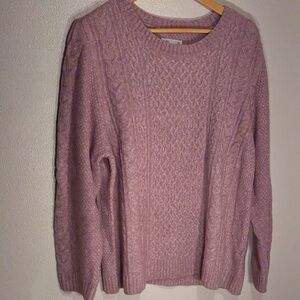 croft & barrow Dusty Mauve Cable Knit Crewneck Sweater